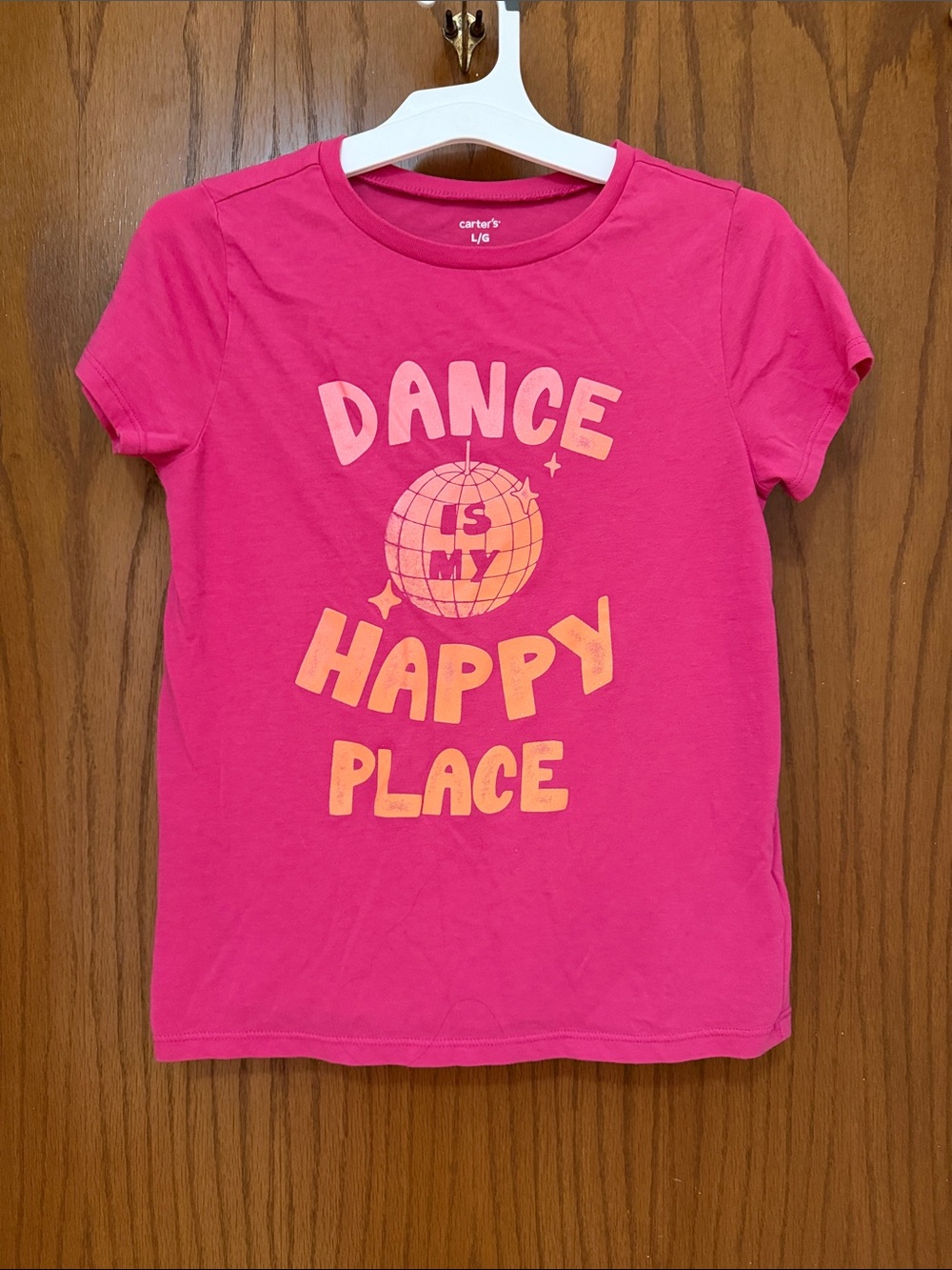 Carter's UGC Girls Sz Large Hot Pink Tee with Yellow Graphic short sleeve